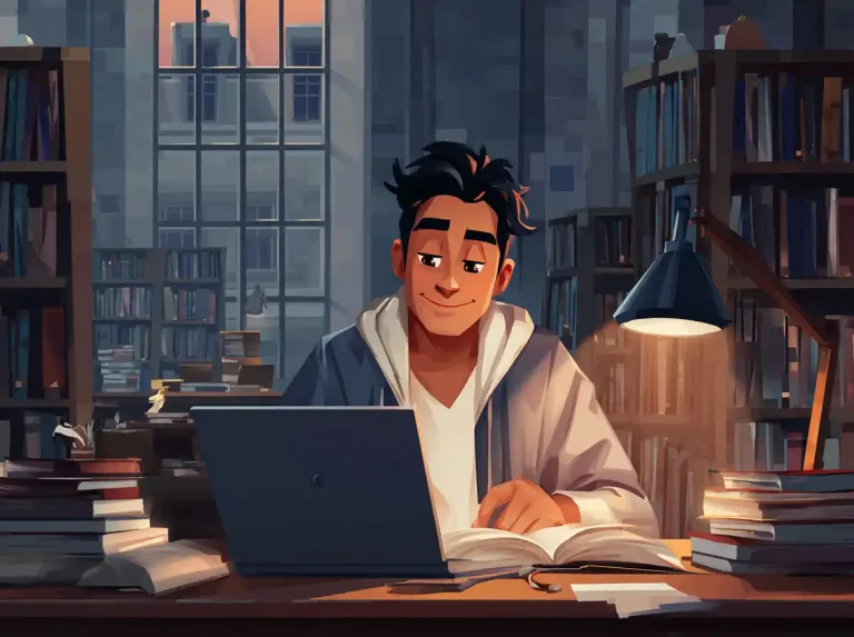 A person listening and studying in a cozy evening room
